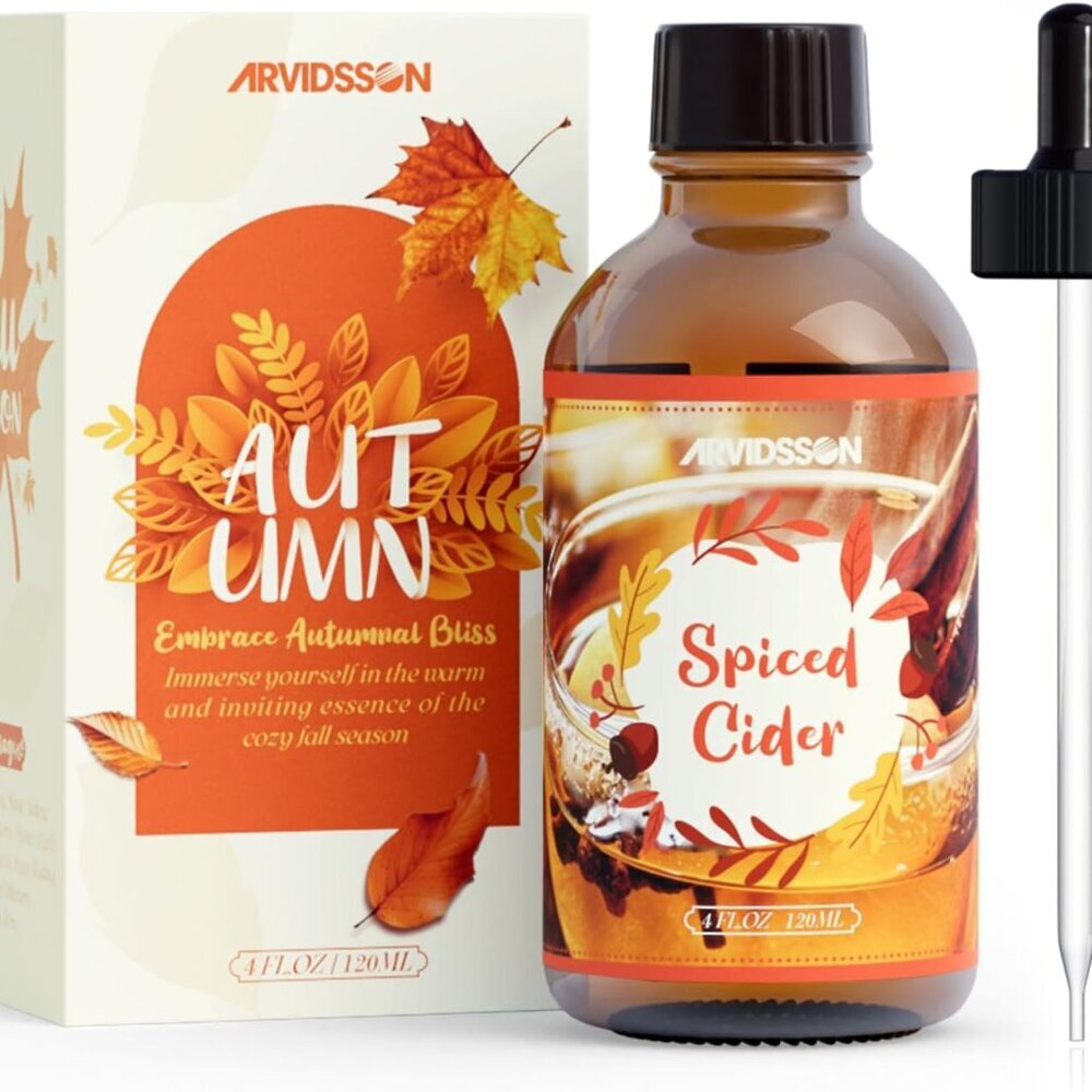 Fall Essential Oils, Spiced Cider Fragrance Oil 4 Fl Oz 120ml, Natural Spiced Ci